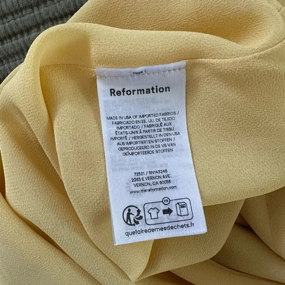 Reformation Silk Casette Midi Dress in Pale Yellow- Size 4 - Picture 11 of 12